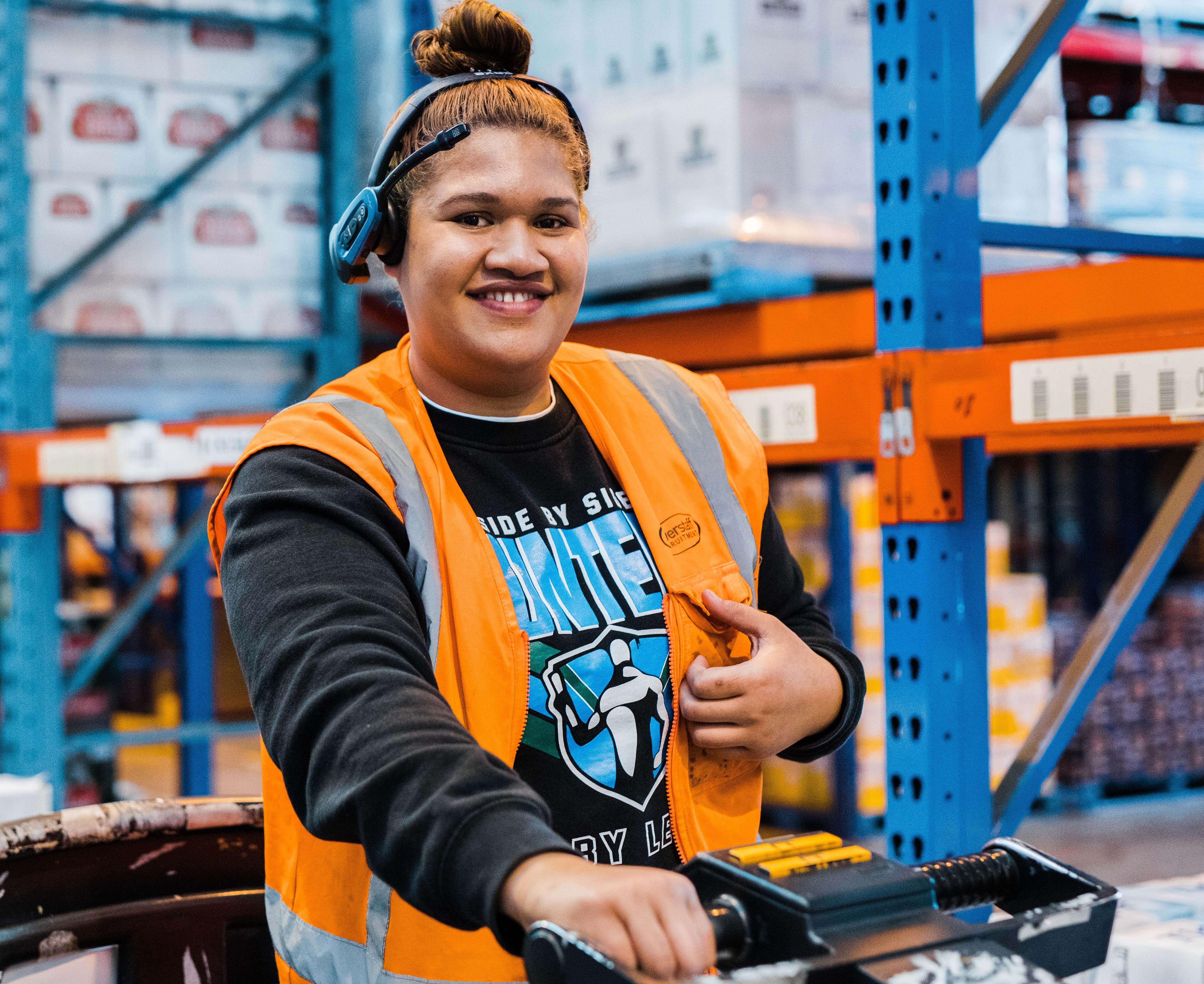 PROMO CARD lady on reach truck