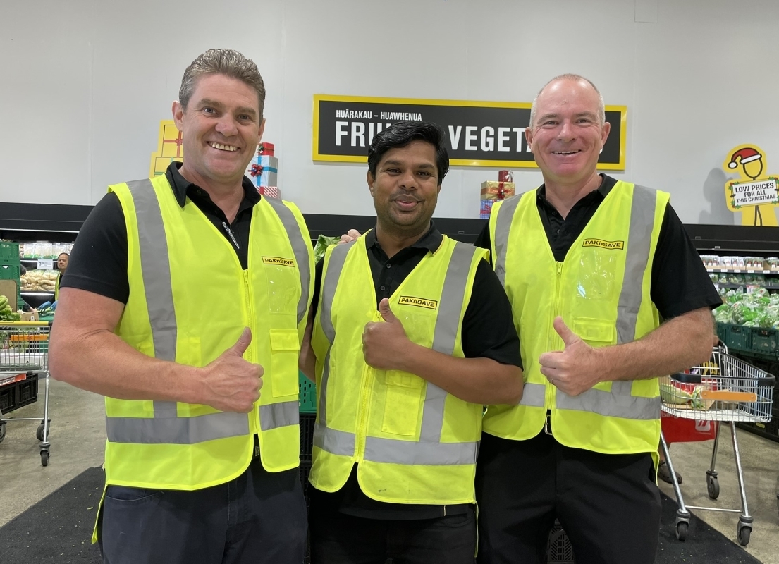 PAK'nSAVE Wairau's Store Manager Wayne Bevin, Produce Manager, Muhammed & Owner Operator Quintin Proctor.jpg