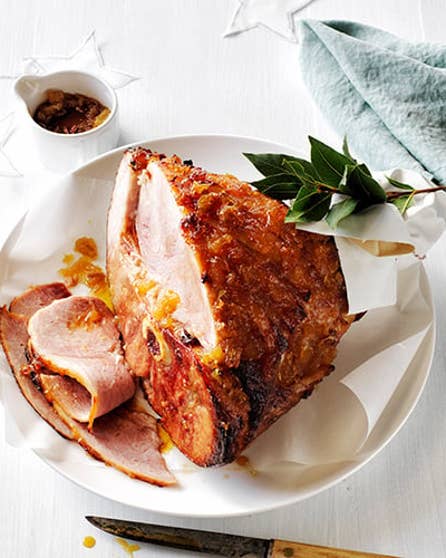 Pineapple and star anise glazed ham