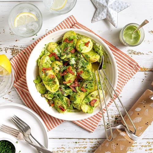 Herby green potato salad