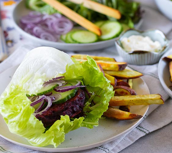 Friday night black bean burgers ‘n chips