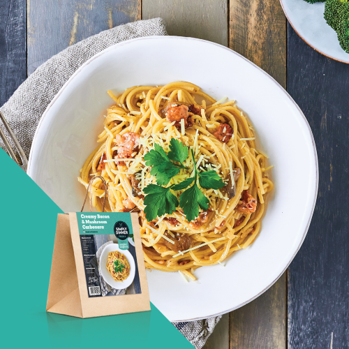 Creamy bacon and mushroom carbonara