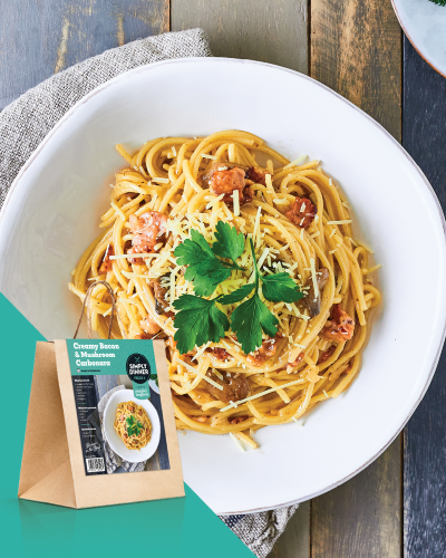 Creamy bacon and mushroom carbonara