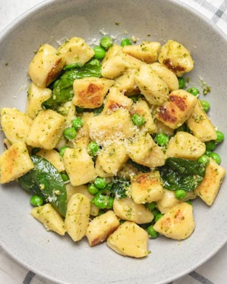 Homemade gnocchi with pesto