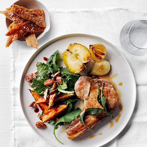 Go-to apple topped pork chops