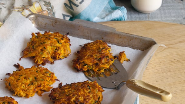 Kumara and carrot fritters
