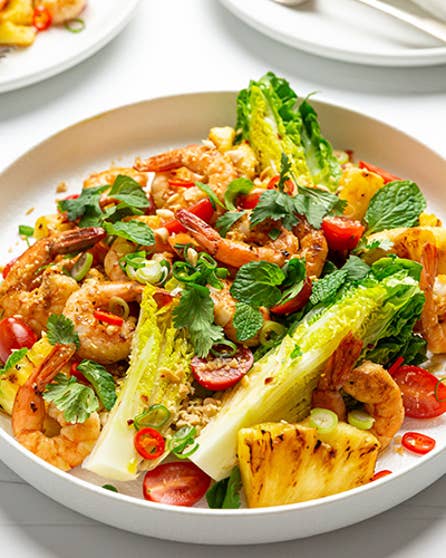 Grilled prawn and pineapple salad