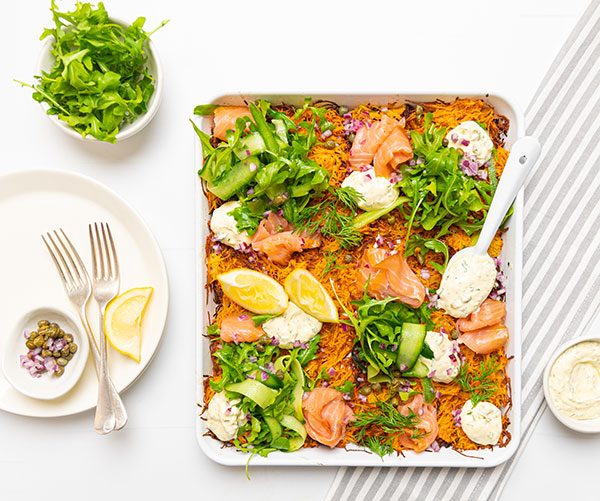 Smoked salmon sharing rosti