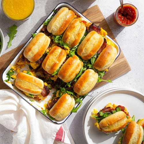 Bacon and egg breakfast sliders