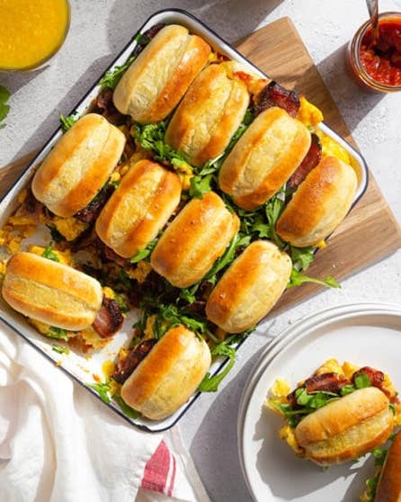 Bacon and egg breakfast sliders