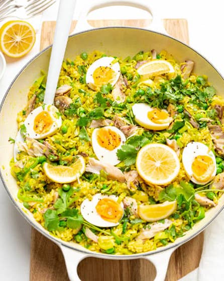 One pot smoked fish and leek rice