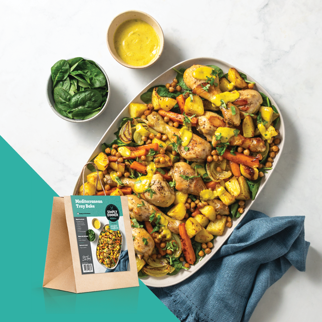 Simply Dinner Mediterranean tray bake