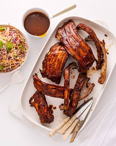 BBQ pork ribs and slaw