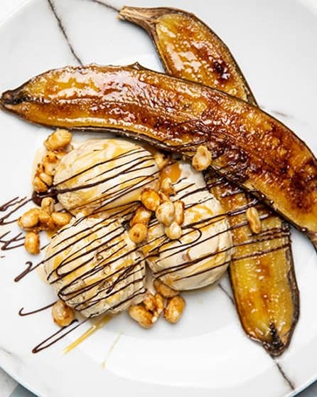 Salted caramel banana split