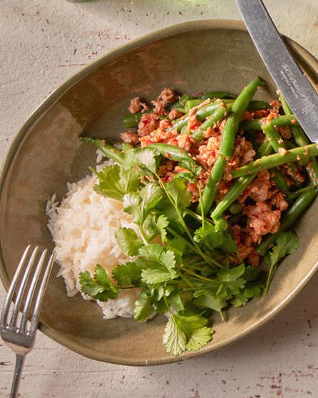 Turkey and green bean stir fry