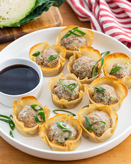 Pork and cabbage dumpling cups