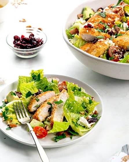 Christmas cobb salad with crispy chicken