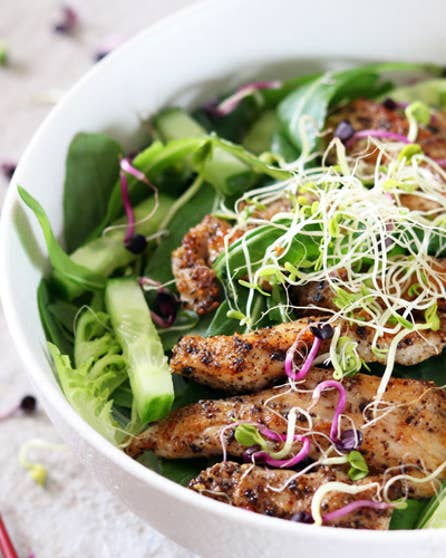 Vietnamese-style noodle salad with peppered chicken