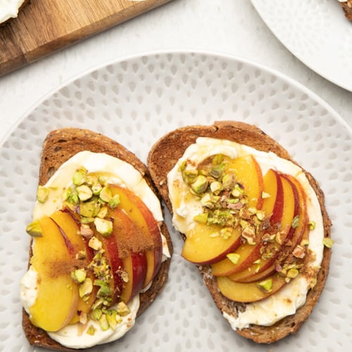 Peach and cream cheese breakfast toast