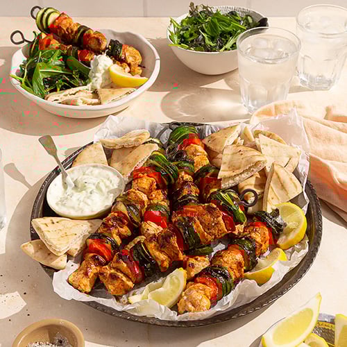 Lemony chicken and courgette skewers