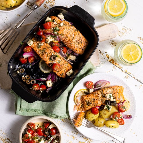 Mediterranean baked salmon