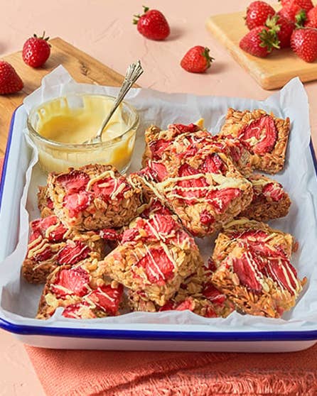 Strawberry and honey flapjacks