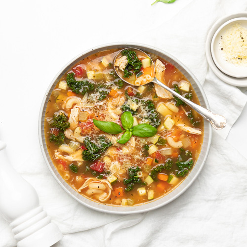 Chicken and kale minestrone soup