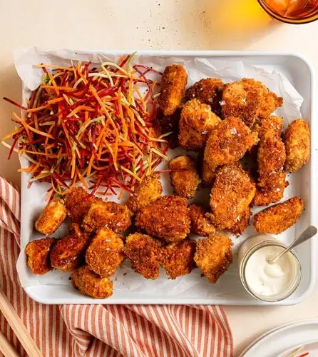 Pretzel crumbed chicken pieces