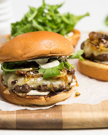 Caramelised onion beef burger