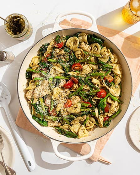 25 minute pesto chicken tortellini