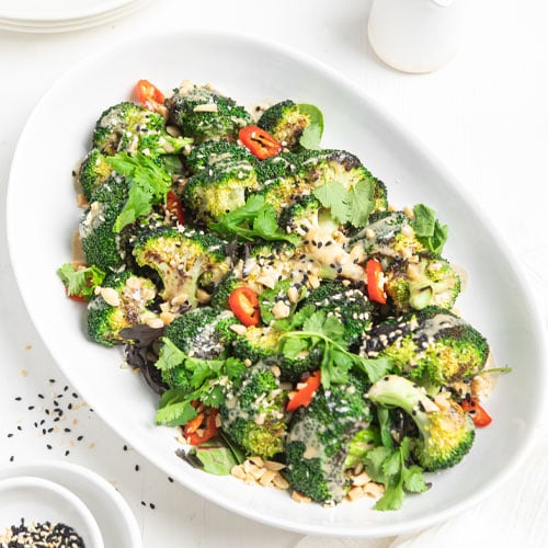 Sesame broccoli salad with miso dressing