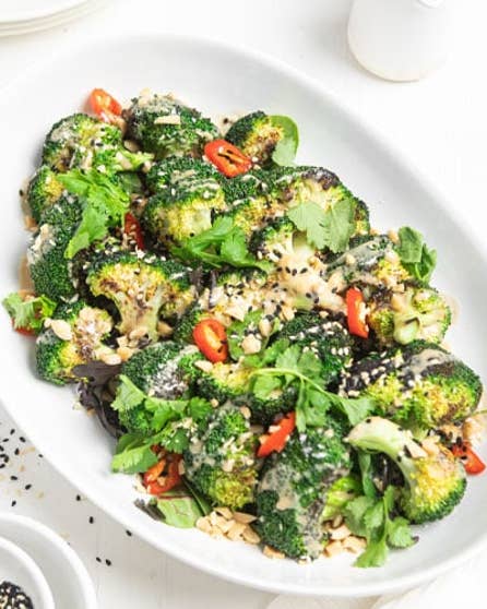 Sesame broccoli salad with miso dressing