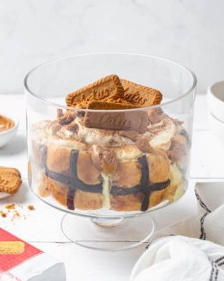 Lotus Biscoff hot cross bun trifle