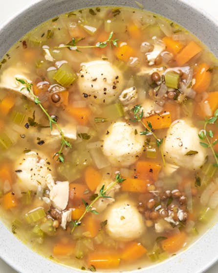 Chicken soup with homemade dumplings
