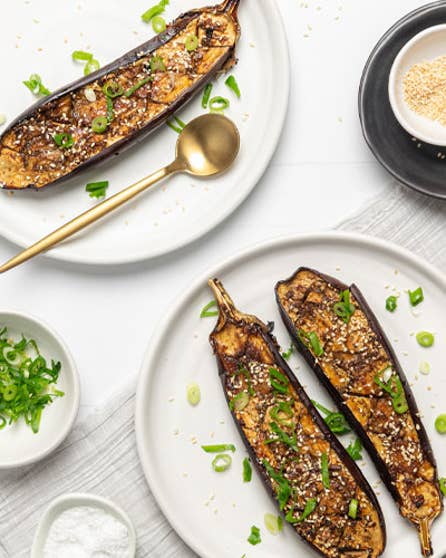 Teriyaki sesame baked eggplant