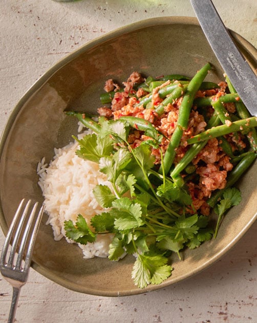 Turkey and green bean stir fry