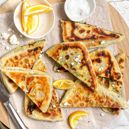 Spinach and feta gozleme