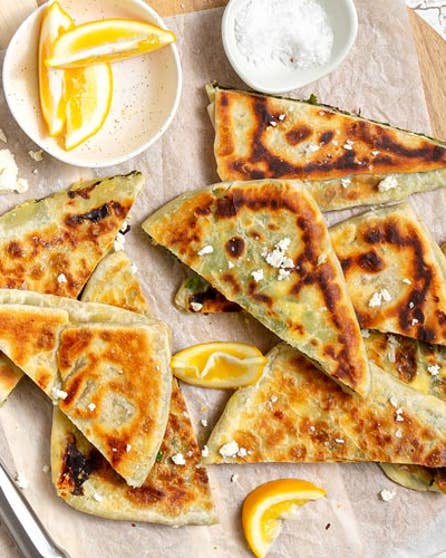 Spinach and feta gozleme