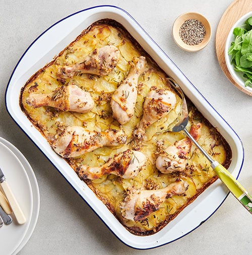 Mustard chicken and potato gratin