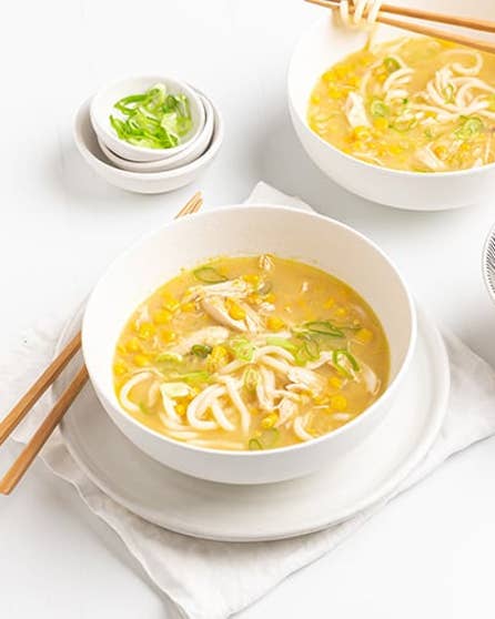 Chicken and sweetcorn noodle soup