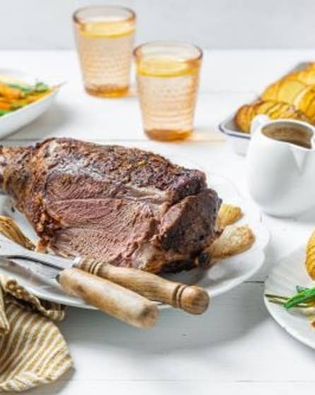 Zesty cinnamon slow-roasted lamb leg