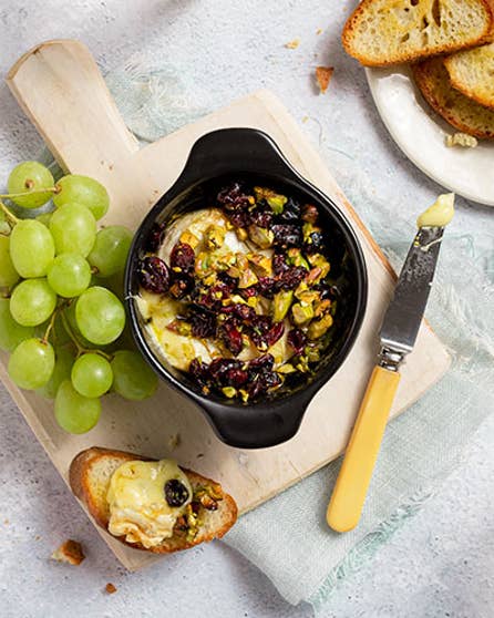 Cranberry and pistachio baked cheese