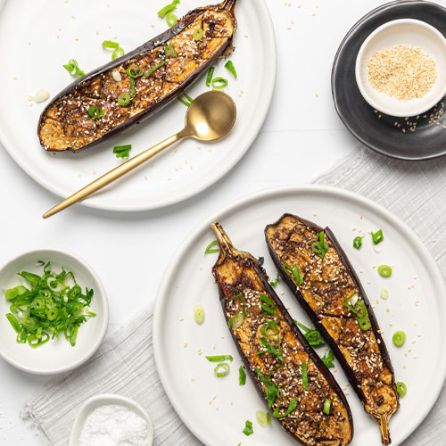 Teriyaki sesame baked eggplant