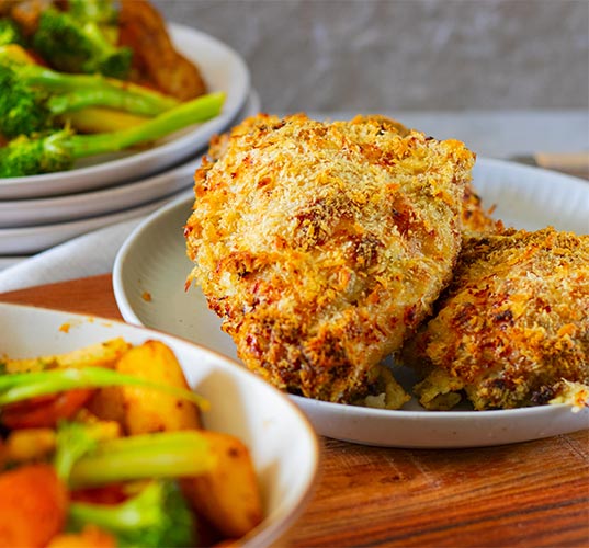 Friday night crispy chicken with smoky roast veges