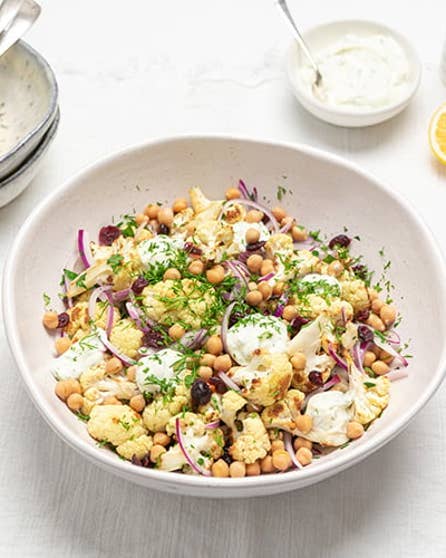 Roasted cauliflower and chickpea salad