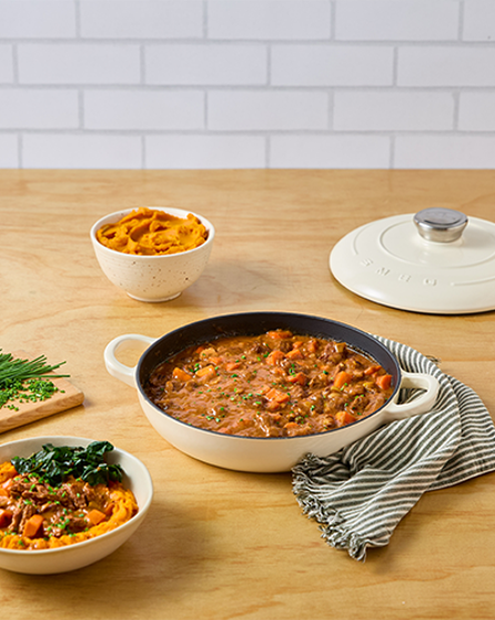 Braised beef with mash and winter veg