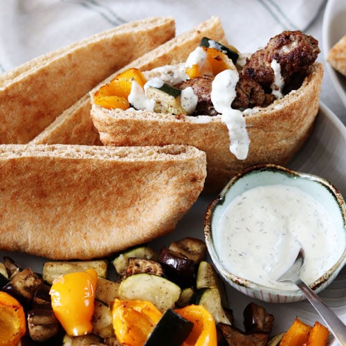 Lamb koftas with roasted vege