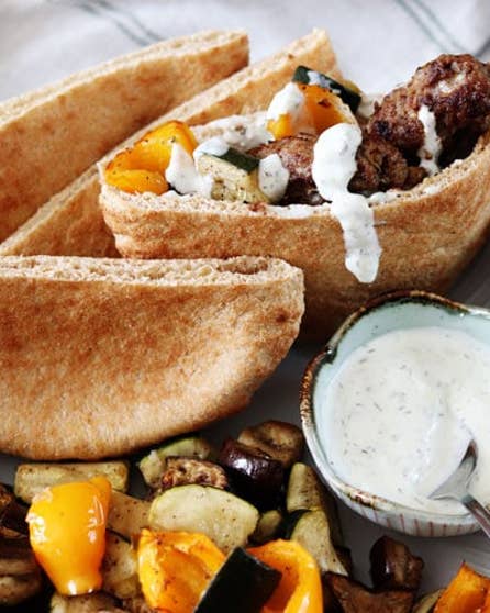 Lamb koftas with roasted vege