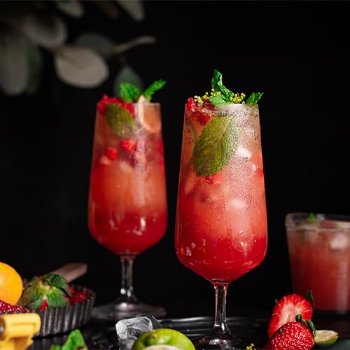 Strawberry mint and lime mocktail