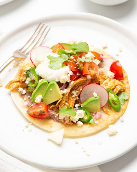 Chicken and avocado tostadas